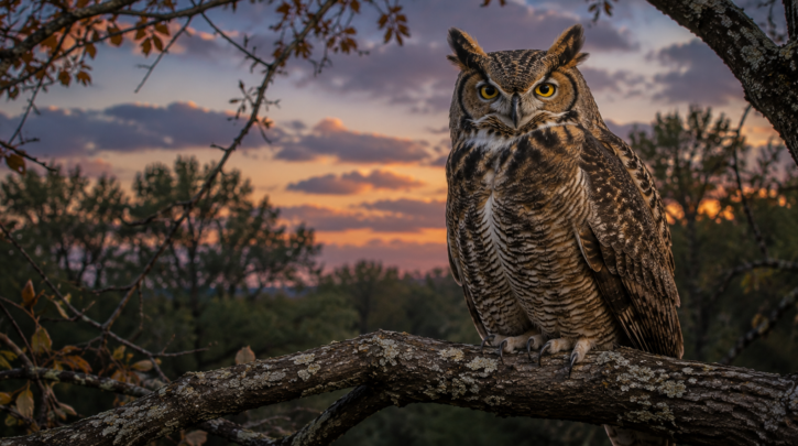 Illustration of a mature, long-lived Great Horned Owl